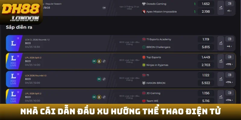 Nhà cái dẫn đầu xu hướng thể thao điện tử
